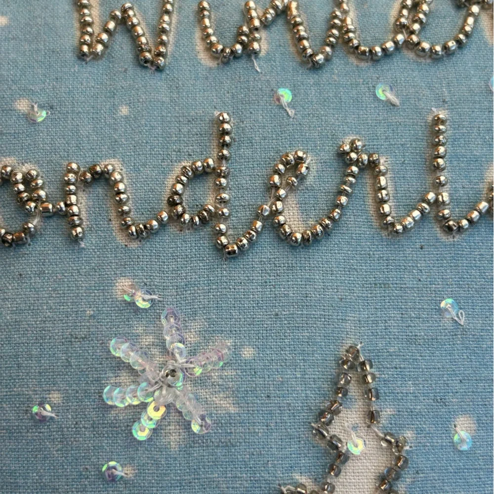Jingles & Joy pillow ‘Winter Wonderland’ beaded sequins light blue white NWT